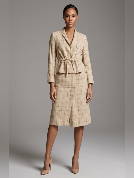 Vintage Dresses & Skirts - Vintage | Jacques Esterel Paris Windowpane Skirt Suit